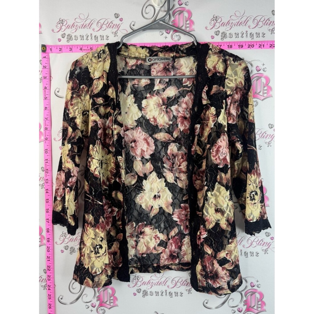 Optionelle cardigan flowers Sheer Floral Lace Kimono - Black, Pink, Cream